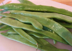 Washed runner beans