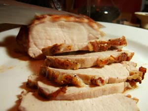 Sliced roast pork