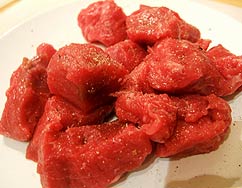 Raw beef cubes