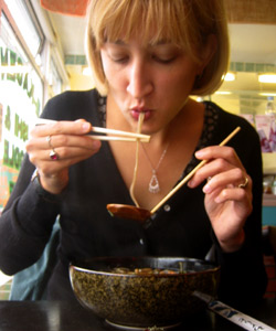 Me slurping noodles